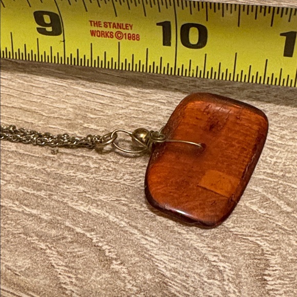 Vintage amber necklace, gold tone - Picture 3 of 4